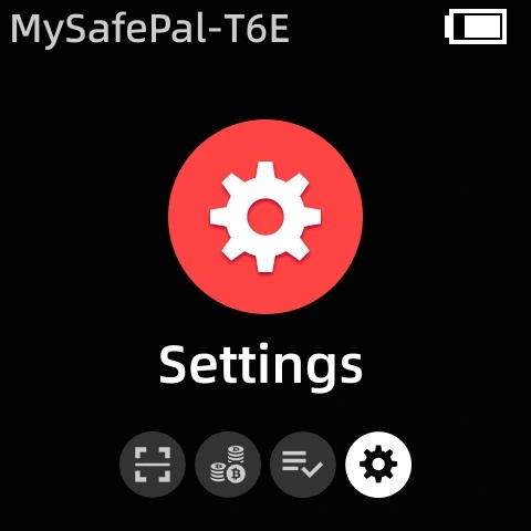 منوی تنظیمات SafePal S1 Pro