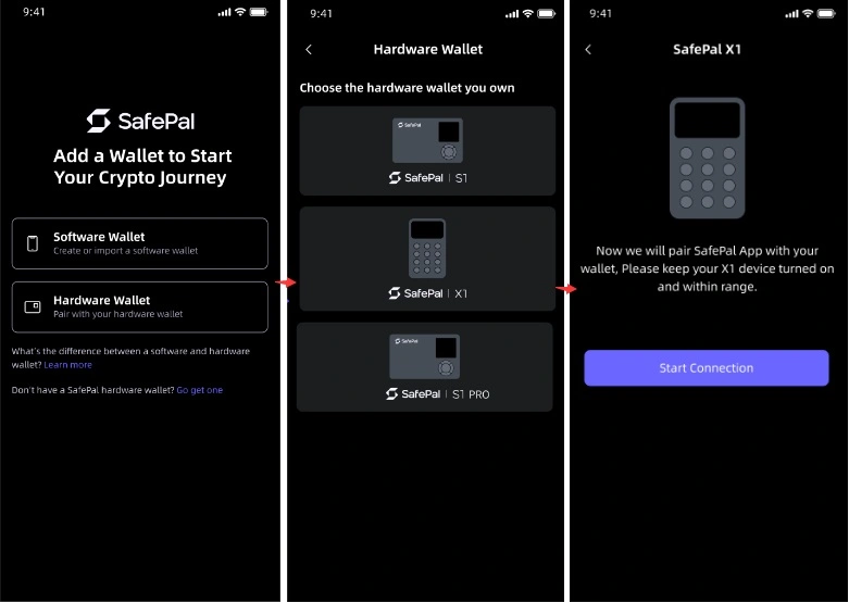 راه اندازی و اتصال کیف پول سیف پل X1 - تنظیم SafePal X1