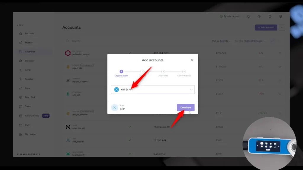 آموزش اضافه کردن ریپل XRP به کیف پول سخت افزاری لجر 3